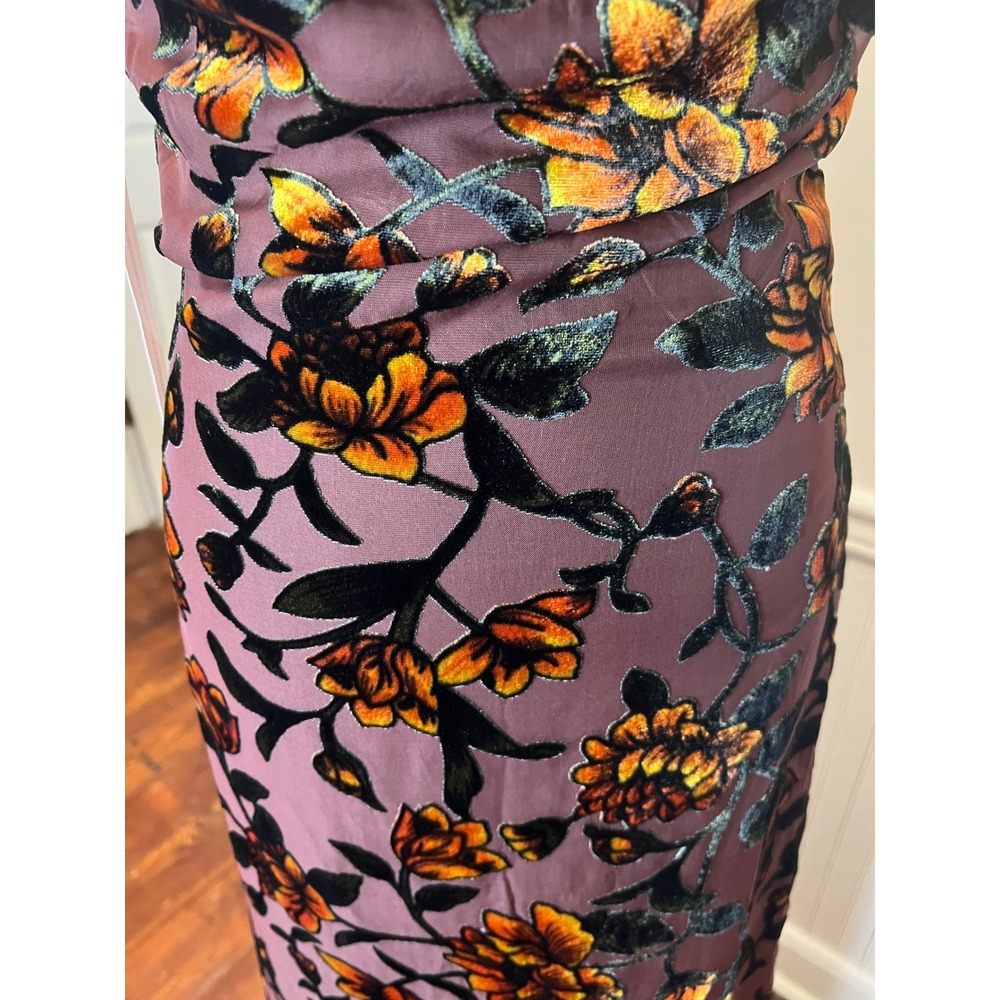 Lulus Romance Brown Burnout Velvet Floral Cowl Neck Maxi Dress Slit Gown size S - Picture 14 of 15